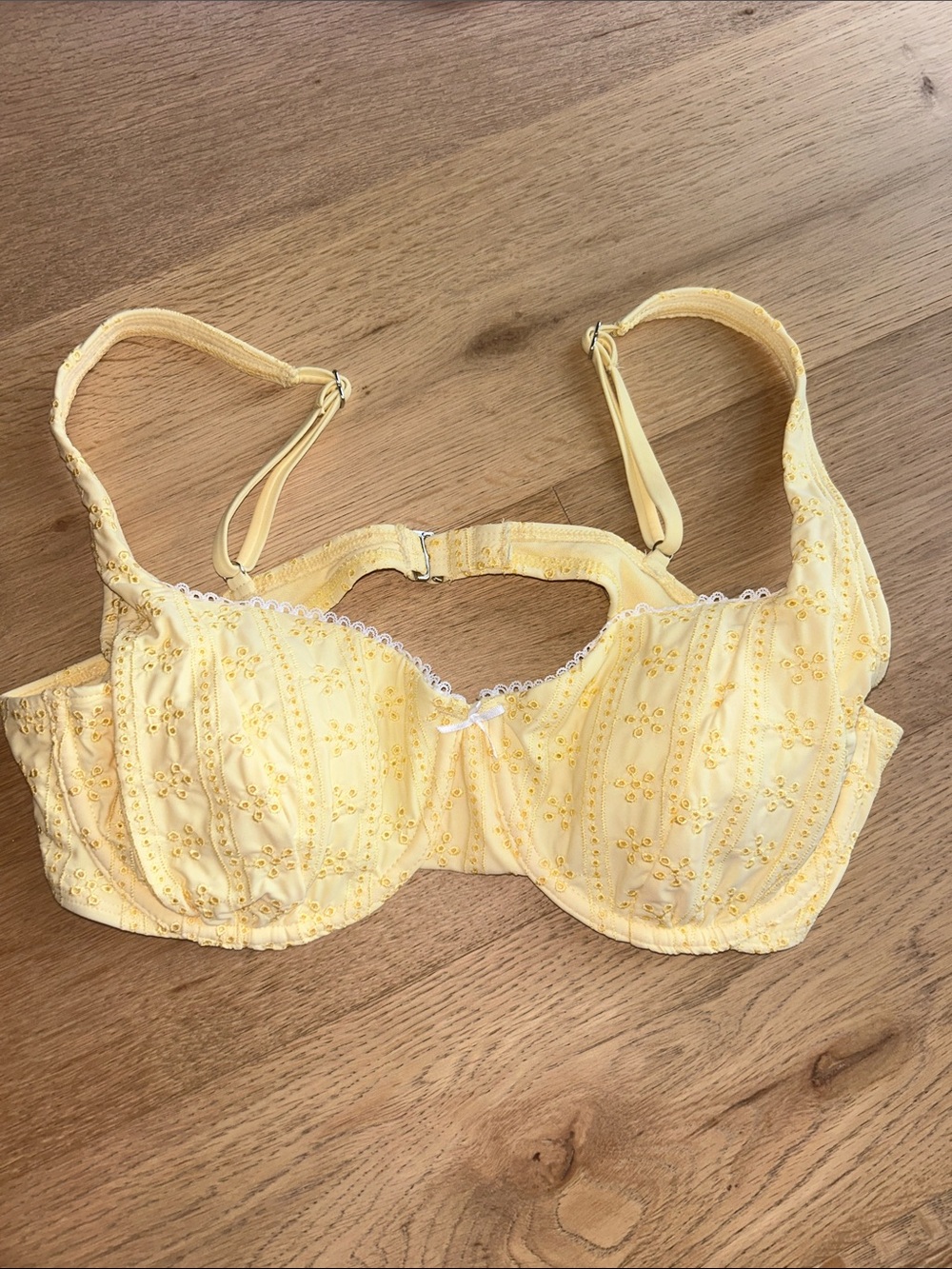 Yellow Embroidered Underwire Bikini Top